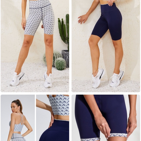 PollyPark SET of 2: Top & high waist reversible shorts in Naval Printed Small - Picture 6 of 15